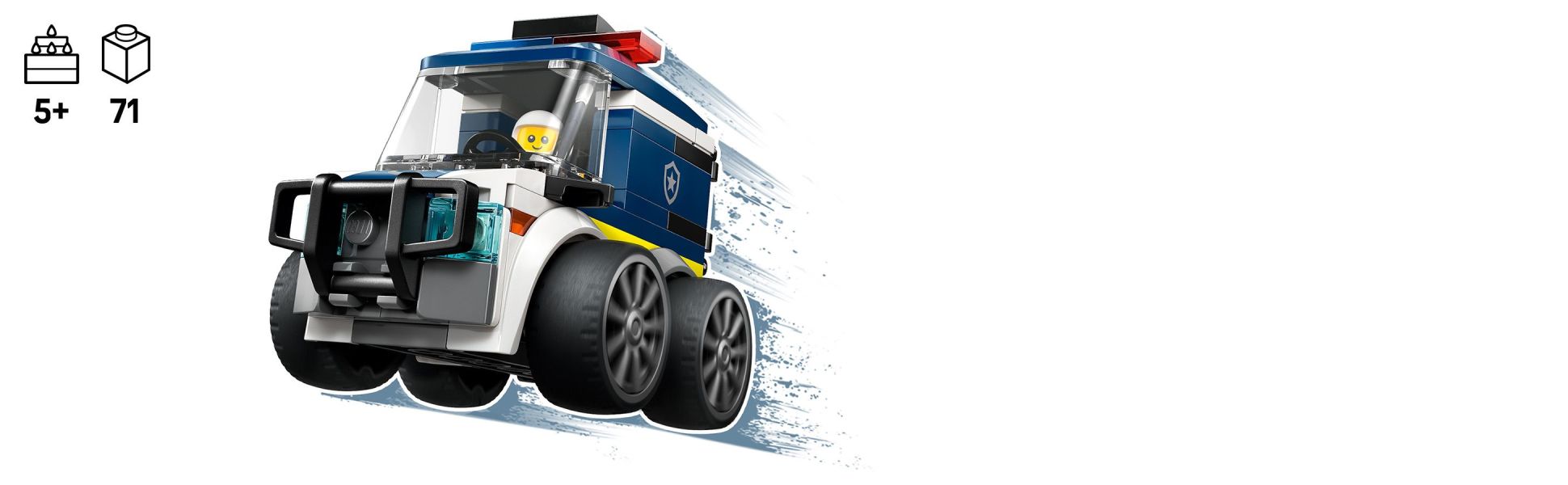 Kids enjoy a fun build before heading out on high-speed police patrol adventures with this rugged toy truck.