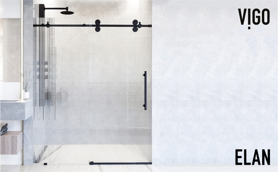 Vigo Elan 56 To 60 In W X 74 In H Sliding Frameless Shower Door In Matte Black With 3 8 In