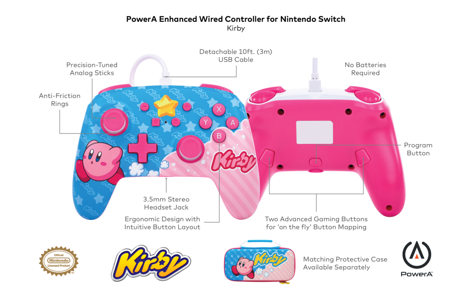 Enhanced Wired Controller for Nintendo Switch - Kirby - Nintendo Switch  Wired