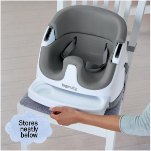 Ingenuity Baby Base 2-in-1 Convertible Feeding High Chair with Self Storing  Tray, Grey