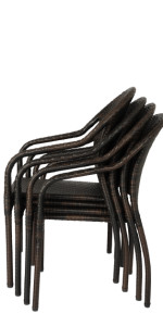 Balkene Home Rhodos All-Weather Café Stacking Chair, Mocha, 4-Pack