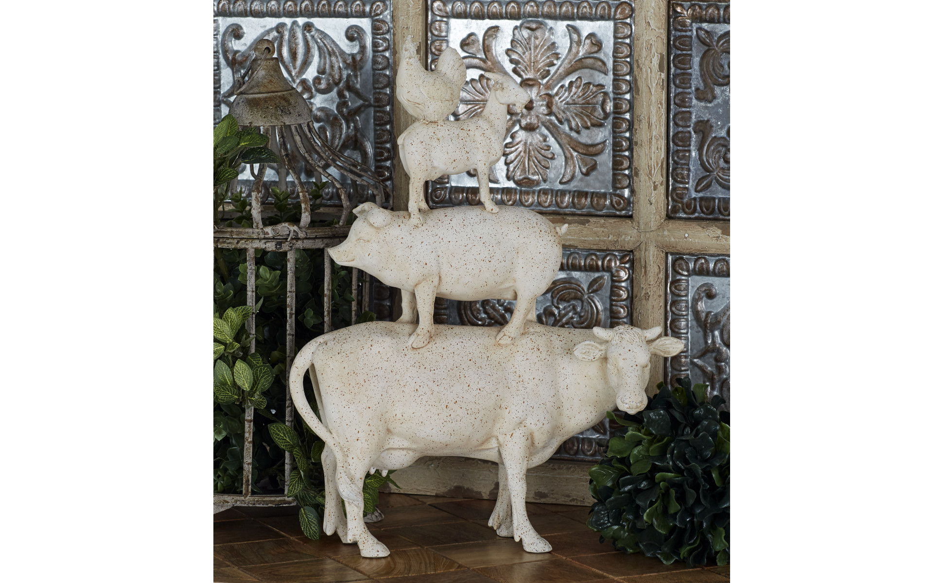 Polystone 2024 Farm Animals Stacked Sculpture, 9