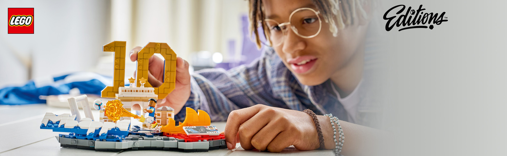 Celebrate a sporting star with the LEGO Editions Kylian Mbappé – Soccer Highlights set for kids ages 10 and up.