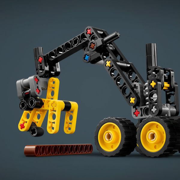 Use the claw and boom to transport the LEGO piece log.