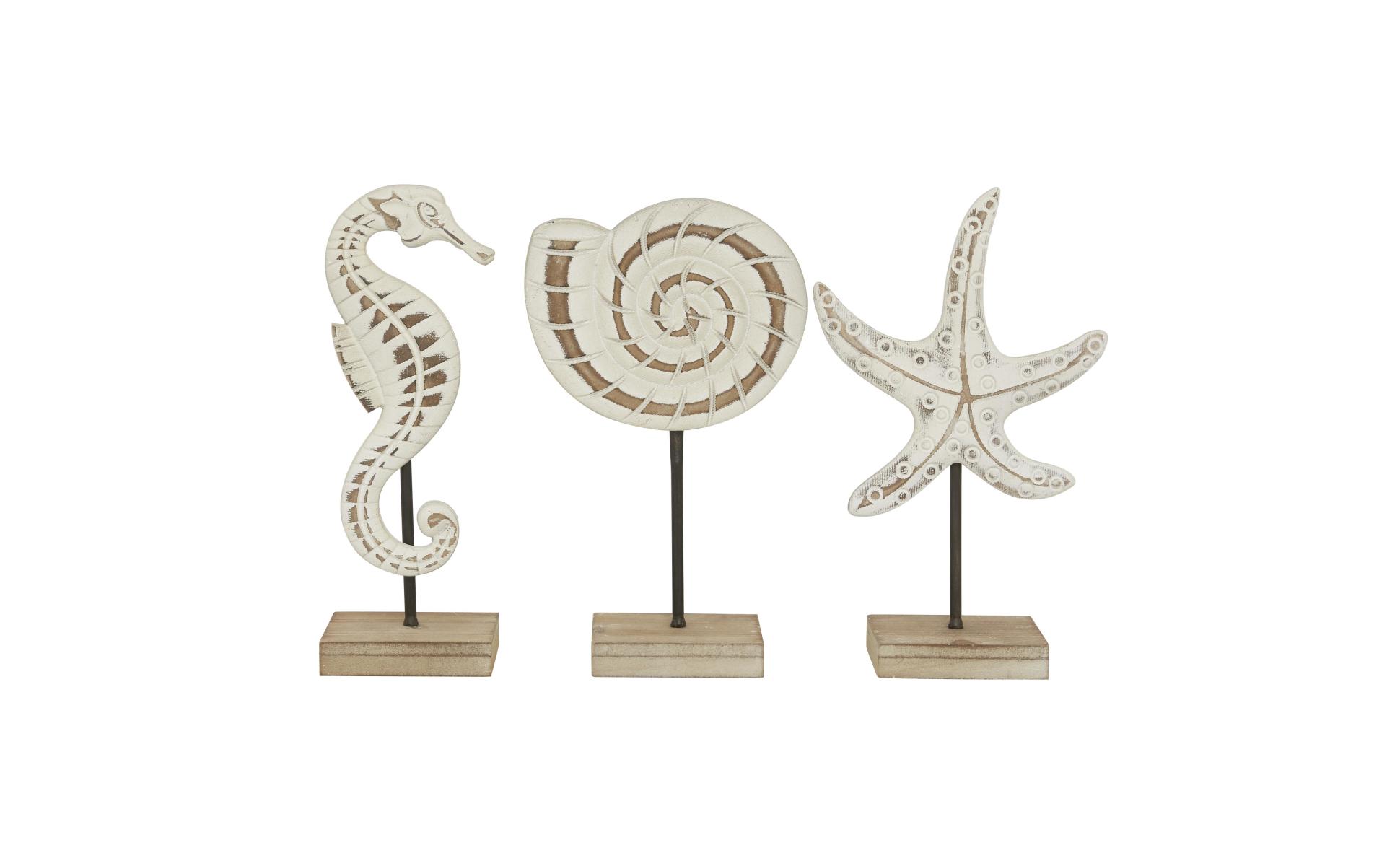 Litton Lane White Plastic Sea Life Sculpture (Set of 3