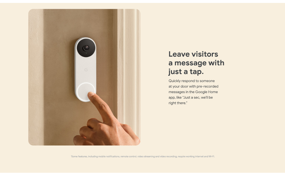 Google Nest Doorbell (Wired, 2nd Gen) - Linen GA03695-US - The