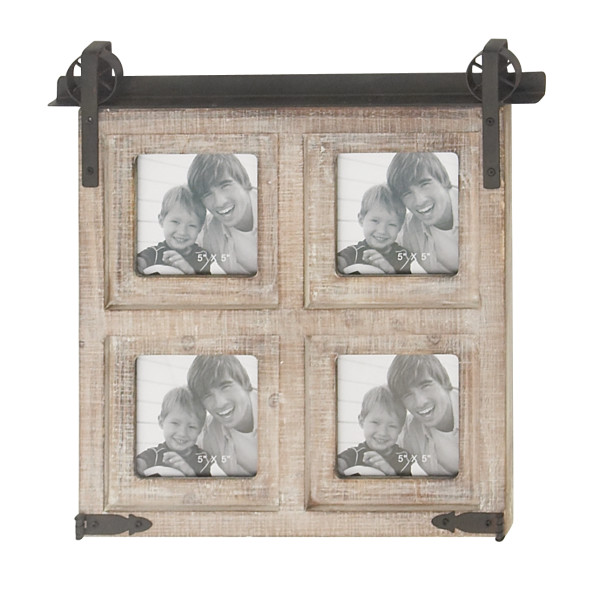 Litton Lane 8 x 10 Brown 4 Slot Wall Photo Frame with Wood Frame