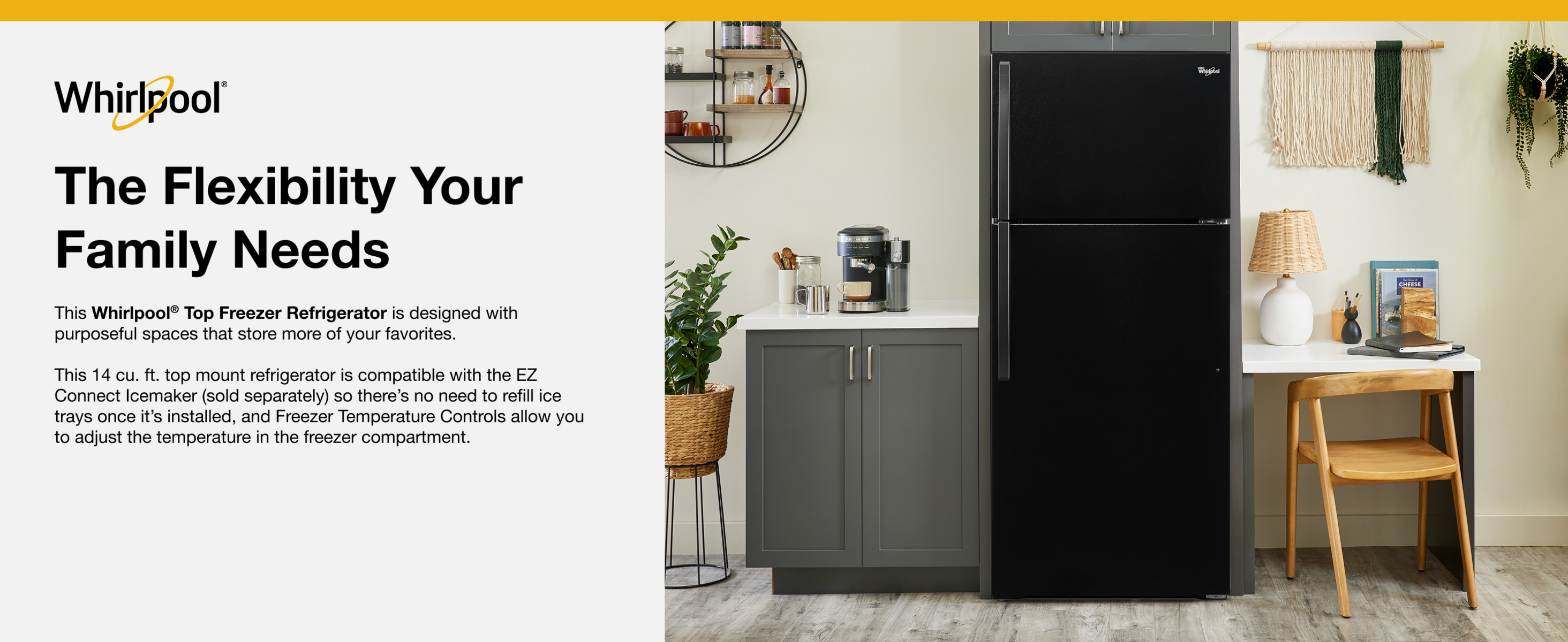 Whirlpool 14.3 cu. ft. Top Freezer Refrigerator in Black