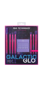 Real Techniques Galactic Glo Vibrant Glow Makeup Brush & Sponge Kit, 5  Piece Set