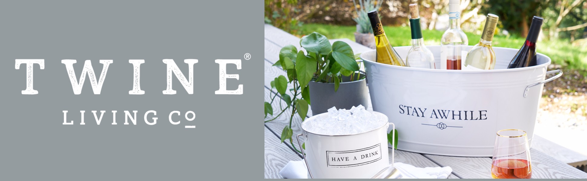 Twine Rustic Farmhouse Decor Ice Bucket and Galvanized Cheers Tub