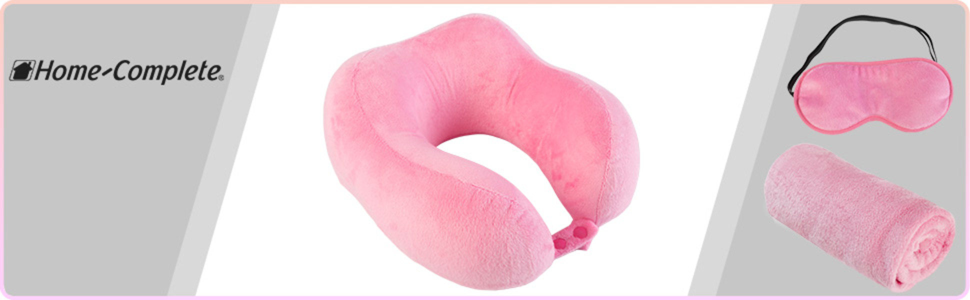 Home-Complete Travel Neck Pillow Set with Fleece Blanket and Home-Complete Travel Neck Pillow Set with Fleece Blanket and