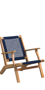 Balkene Home Vega Natural Stain Outdoor Chair, Navy Blue