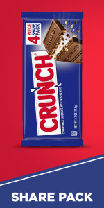 CRUNCH Milk Chocolate and Crisped Rice, Share Size Candy Bars, Share Pack,  2.7 oz