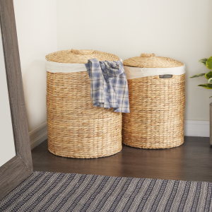 CosmoLiving by Cosmopolitan Traditional Seagrass Storage Basket - Set of 2, Dark Brown