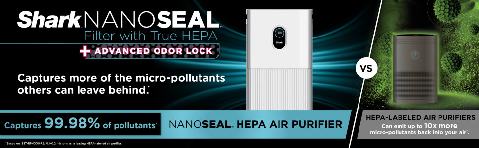 Shark HE601 Air Purifier 6 - Purificador de aire con filtro True HEPA de  hasta 1200 pies cuadrados Captura el 99.98 % de las partículas, polvo