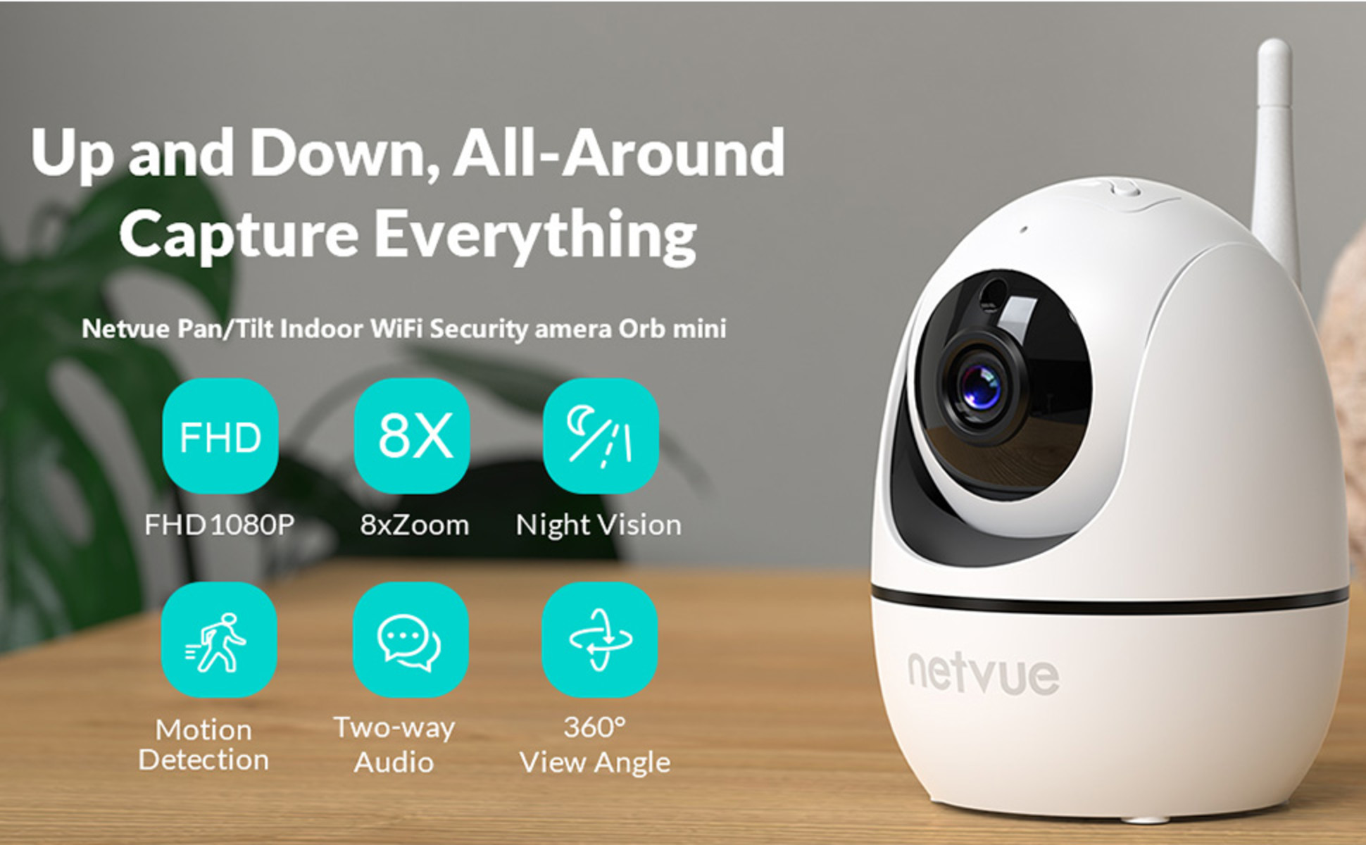 Netvue Indoor Security Home Camera 1080P, Night Vision Motion Detect 2-Way  Audio