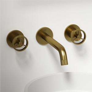 VIGO Cass Two Handle Wall Mount Bathroom Faucet in Matte Brushed Gold ...