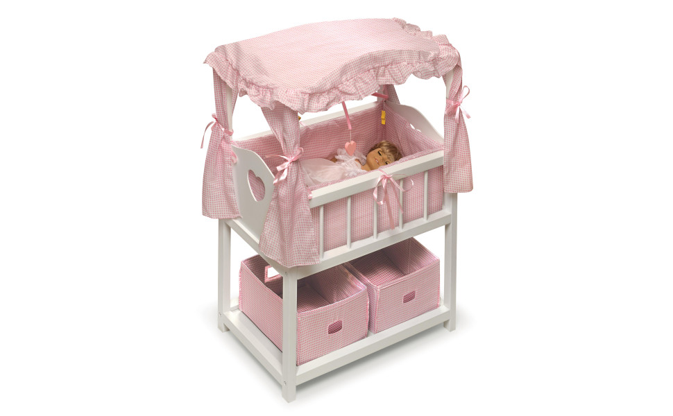 dolls rocking crib with canopy