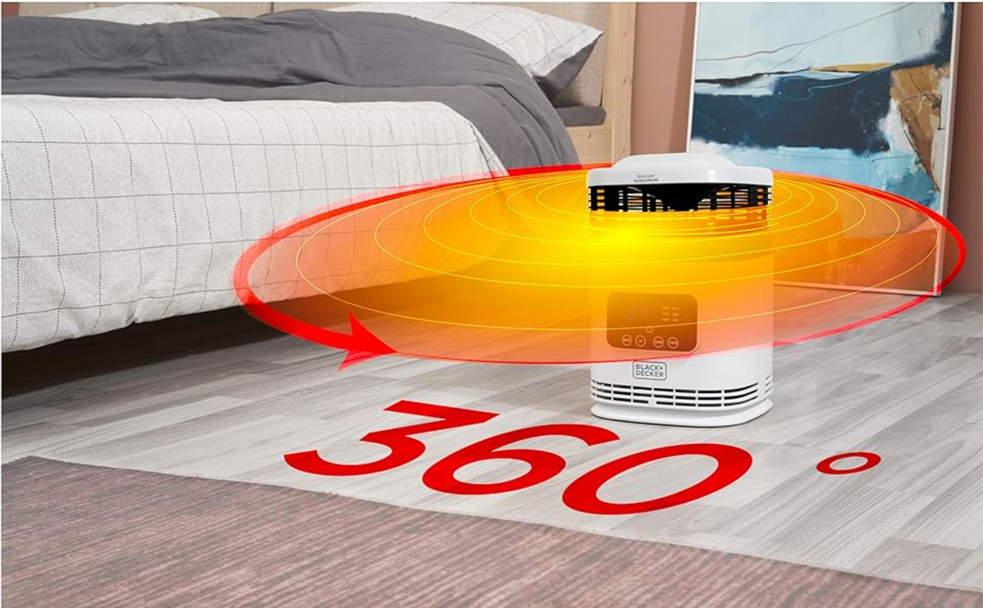 Black Decker 360 Surround Ceramic Heater 10 14 H x 7 58 W x 7 58 D