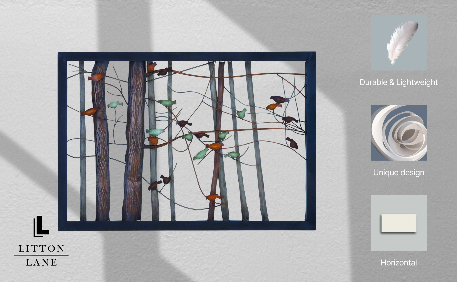 Large Wall Decor Ferraycle Metal Wall Art Bird On Tree Branch ...