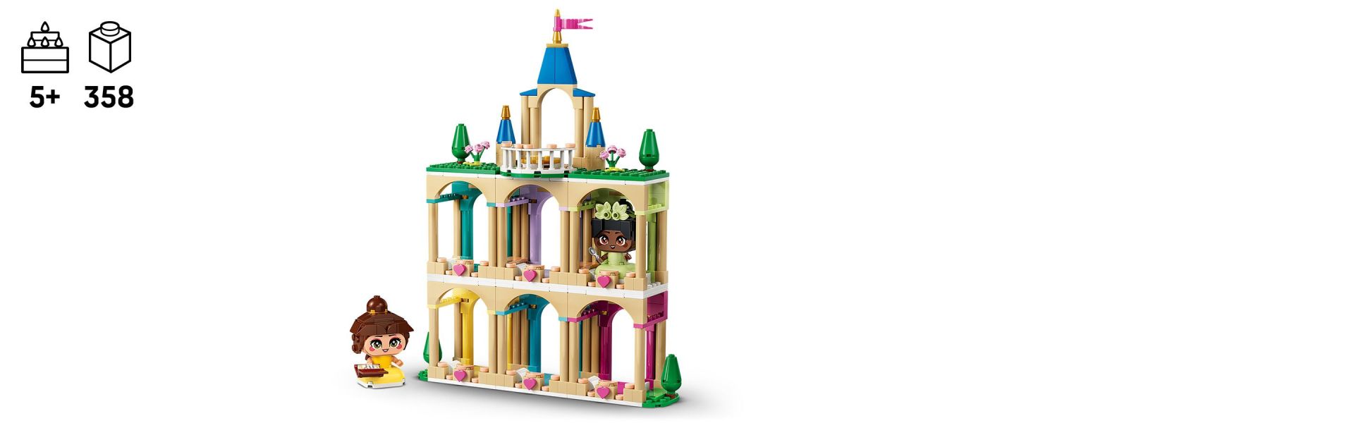 With 2 characters and a castle display, kids can create their own stories from the Disney Princess universe for endless play.