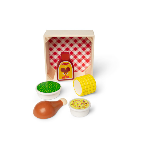 Melissa & Doug Wooden Dinner Picnic Box Play Food Set for Boys and