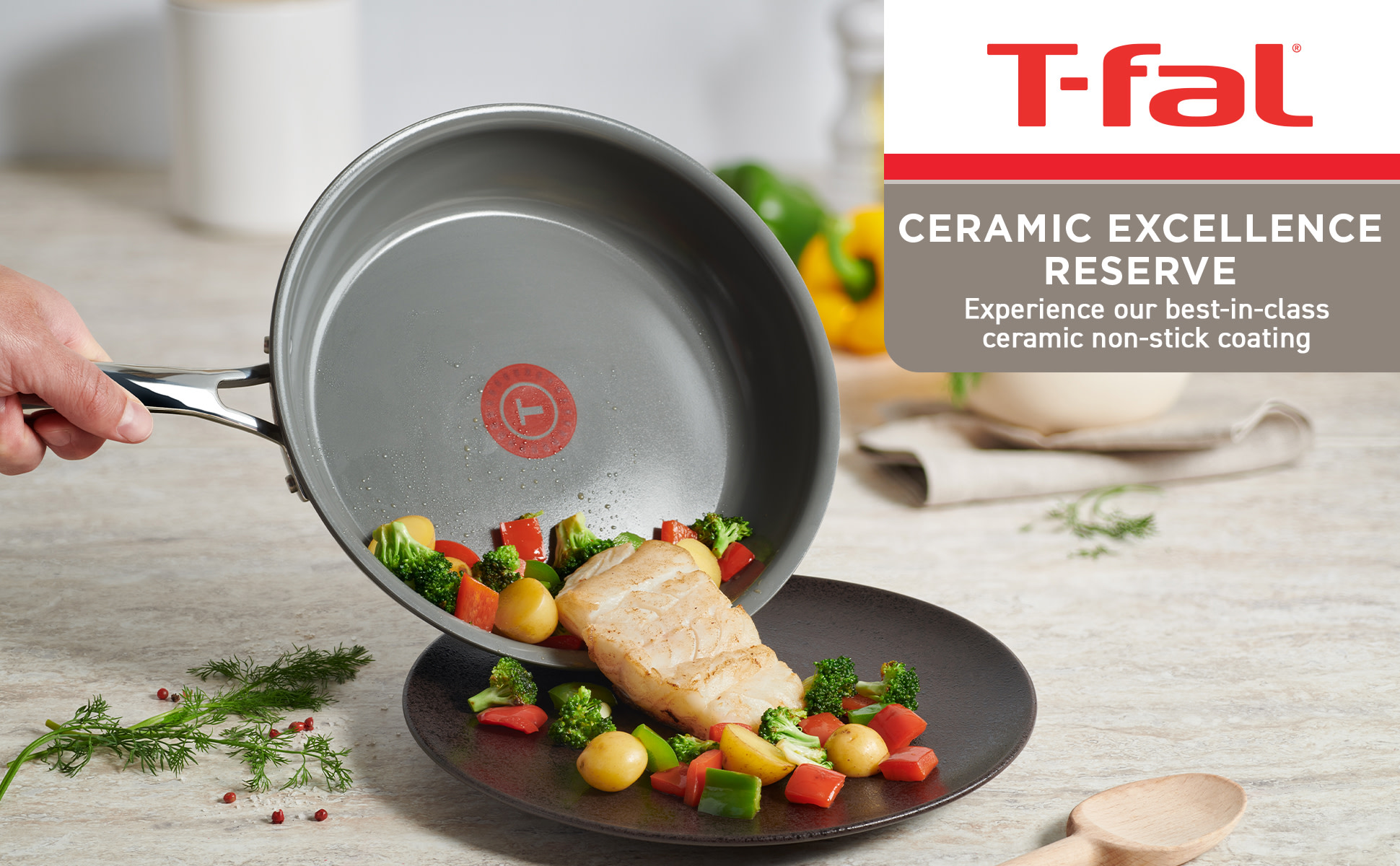 T-fal Excellence Ceramic Non-Stick 12 inch Frypan, Grey