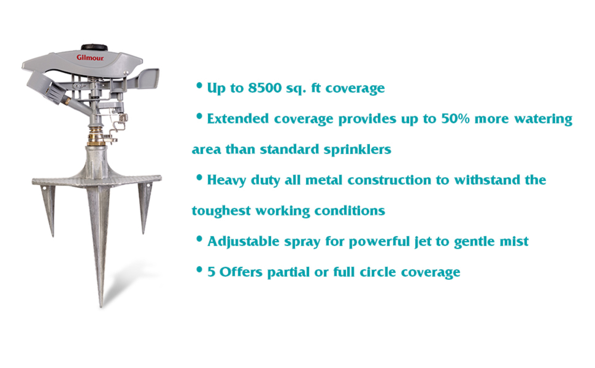 Gilmour Metal Spike Base Impulse Sprinkler 8500 sq ft