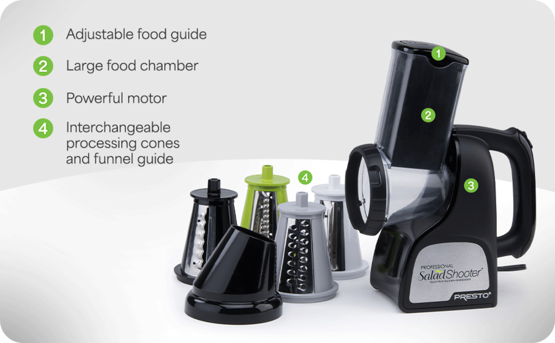 Presto Salad Shooter, 02970, Black, Includes Multiple Cones