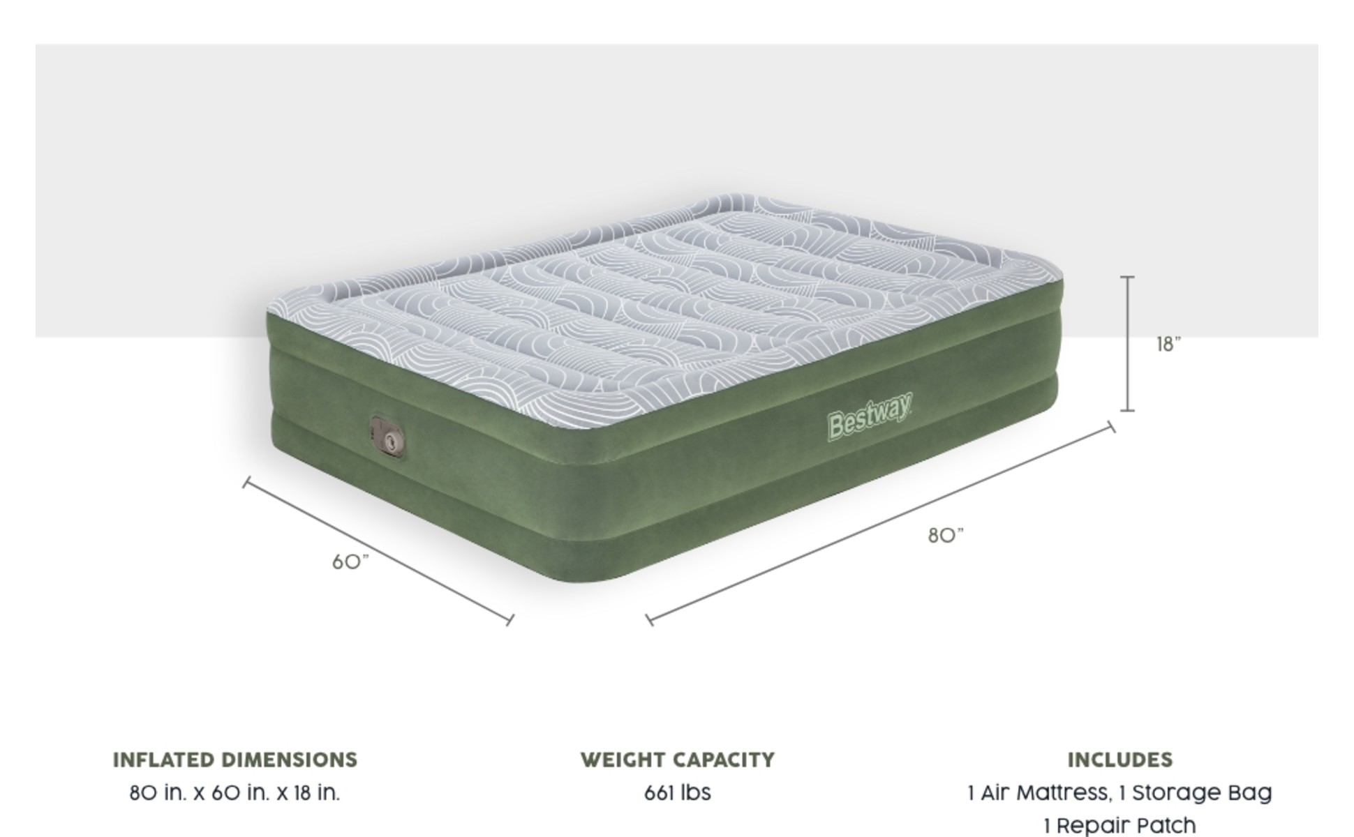 Free Shipping Bestway Fashion Flock Sage 18 Queen Air Mattress with Built in Pump Walmart