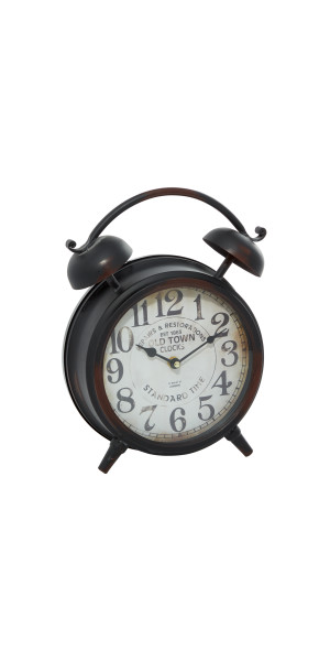 Black Metal Clock with Bell Style Top