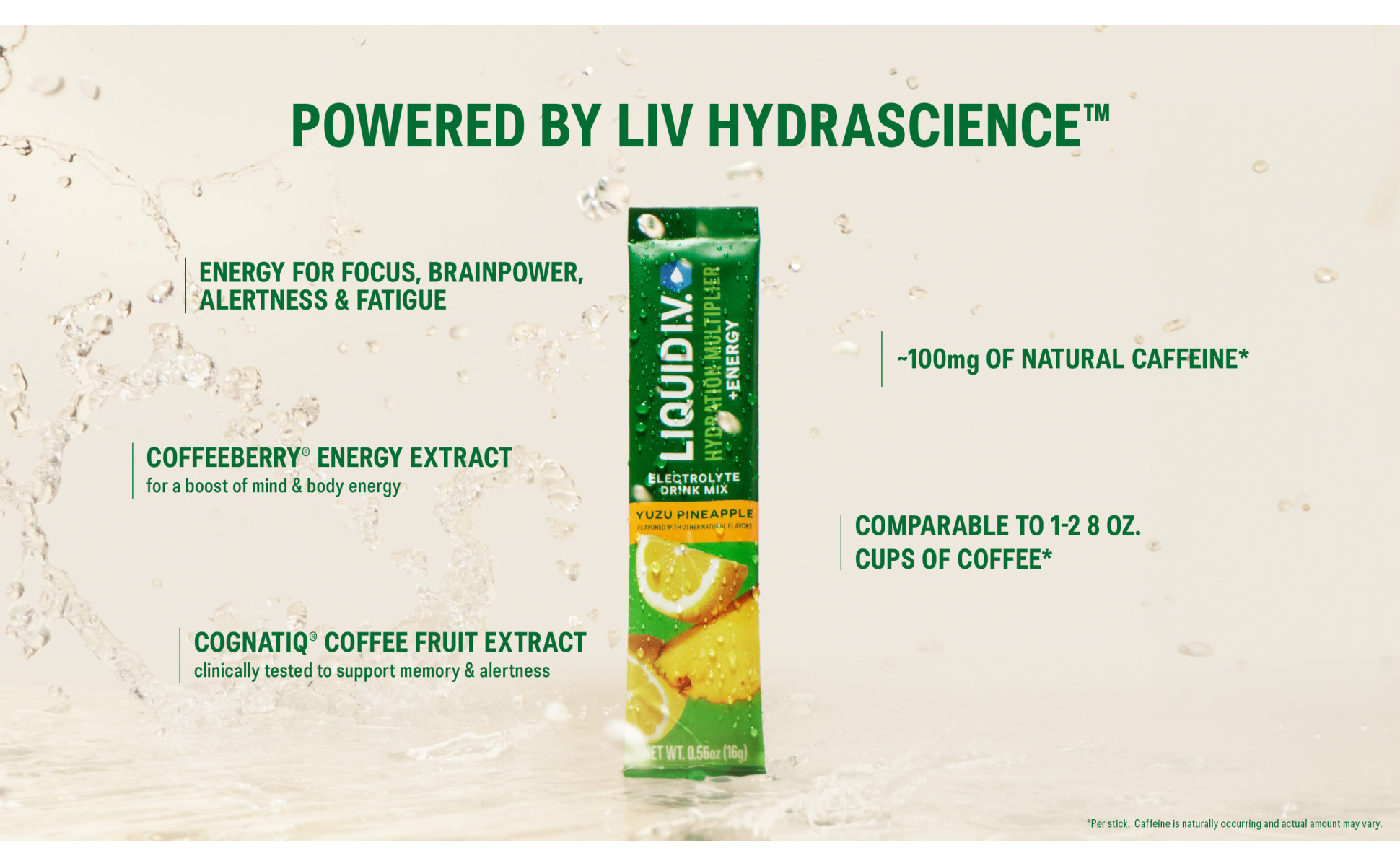 Liquid I.V. Energy Yuzu Pineapple Drink Mix, 6 Count