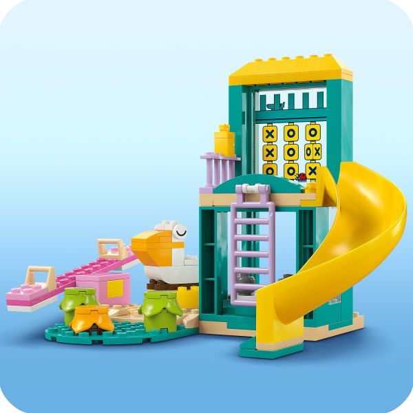 Check out the seesaw, pelican ride and tower with slide.
