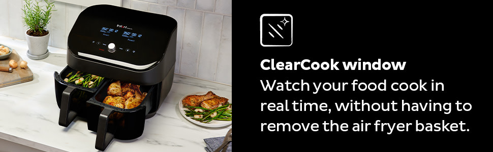 Instant Vortex™ Plus Dual ClearCook Stainless-Steel Air Fryer, 8-Qt.