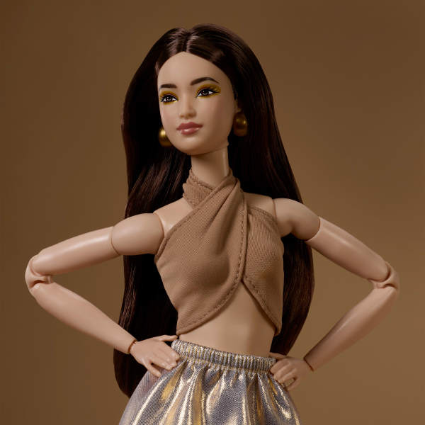 Barbie, Collectible Doll, Brunette Hair, Golden Skirt - Walmart.com