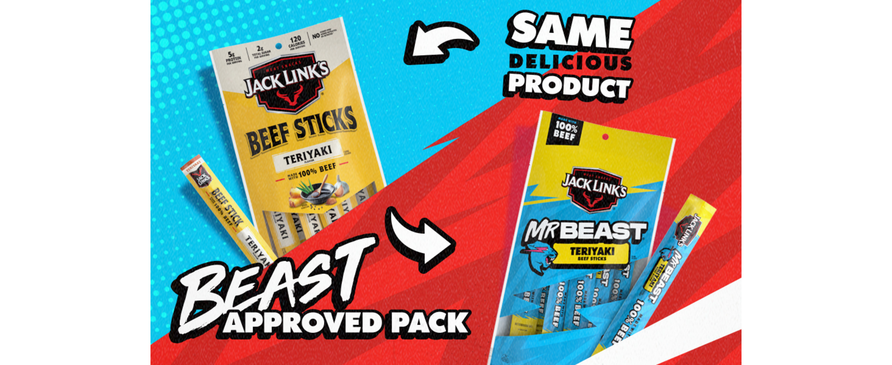 Jack Link's x MrBeast Teriyaki Beef Sticks, 9.20 Ounce, 10 count