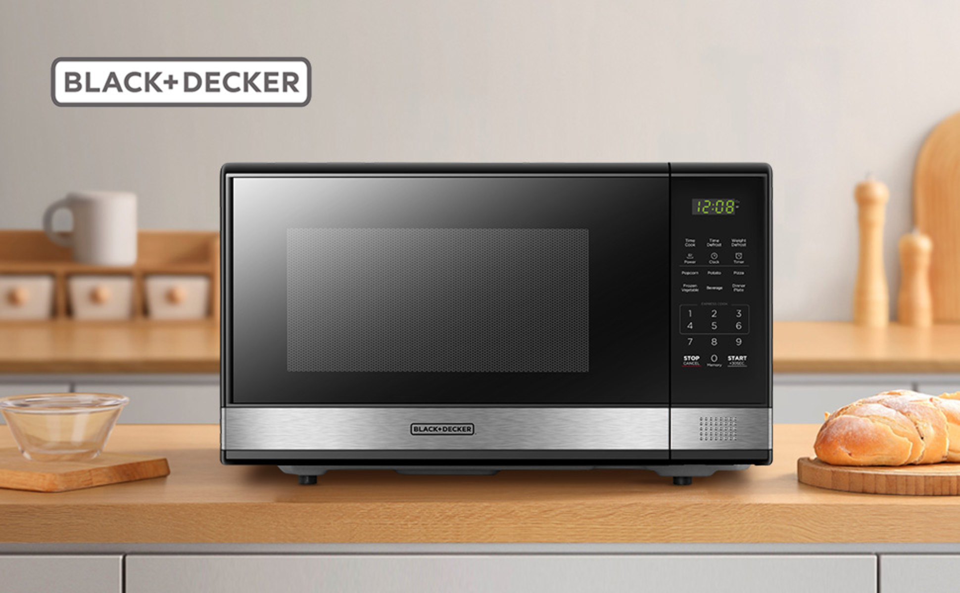 .com: BLACK+DECKER Microwave Oven with Turntable Push-Button