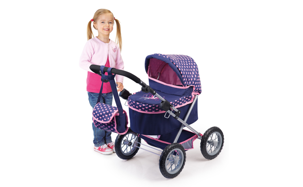 Navy pram cheap for girl