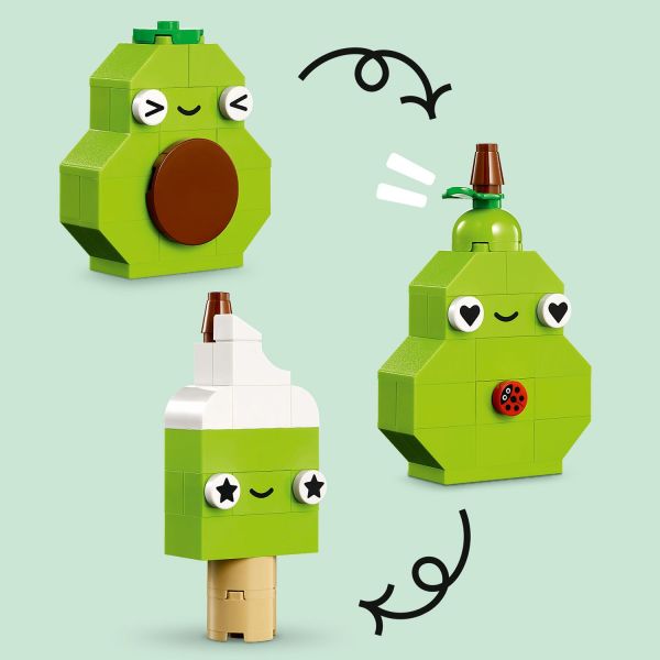 Change faces, shapes and colors to make new Food Friends.