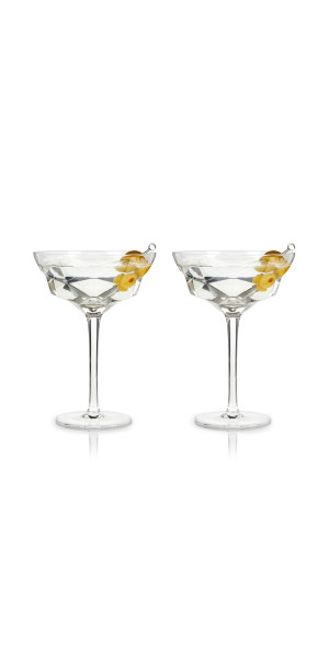 TRUE Viski Meridian Martini Glasses - Stemmed Fun Cocktail Glasses - Art  Deco Ripple Gold Rimmed Cry…See more TRUE Viski Meridian Martini Glasses 