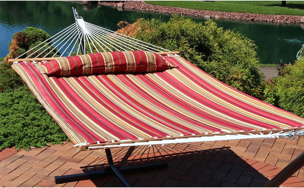 Sunnydaze 2-Person Indoor/Outdoor Quilted Fabric Hammock with
