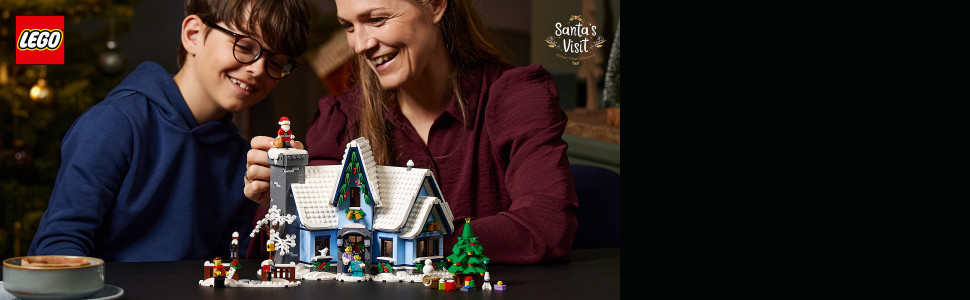 LEGO Icons Santa's Visit 10293 Christmas House Model Building Set for  Adults and Families, Festive Home Décor with Xmas Tree, Gift Idea 