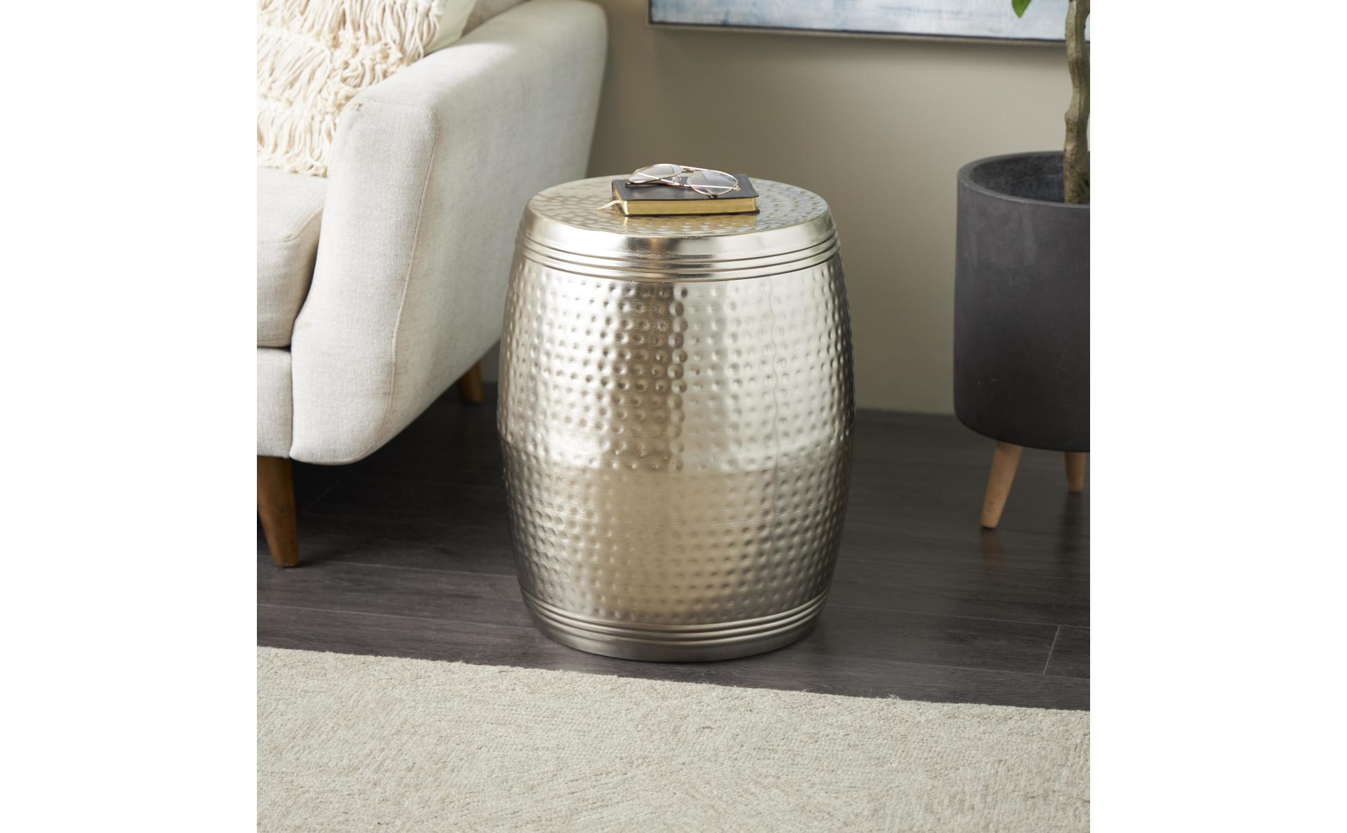 Litton Lane 16 in. W. x 19 in. Silver Hammered Drum Round