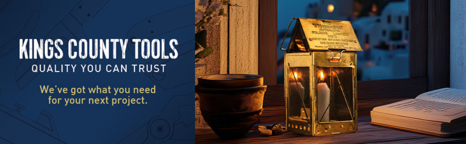 Kings County Tools Folding Brass Camping Candle Lantern with 3