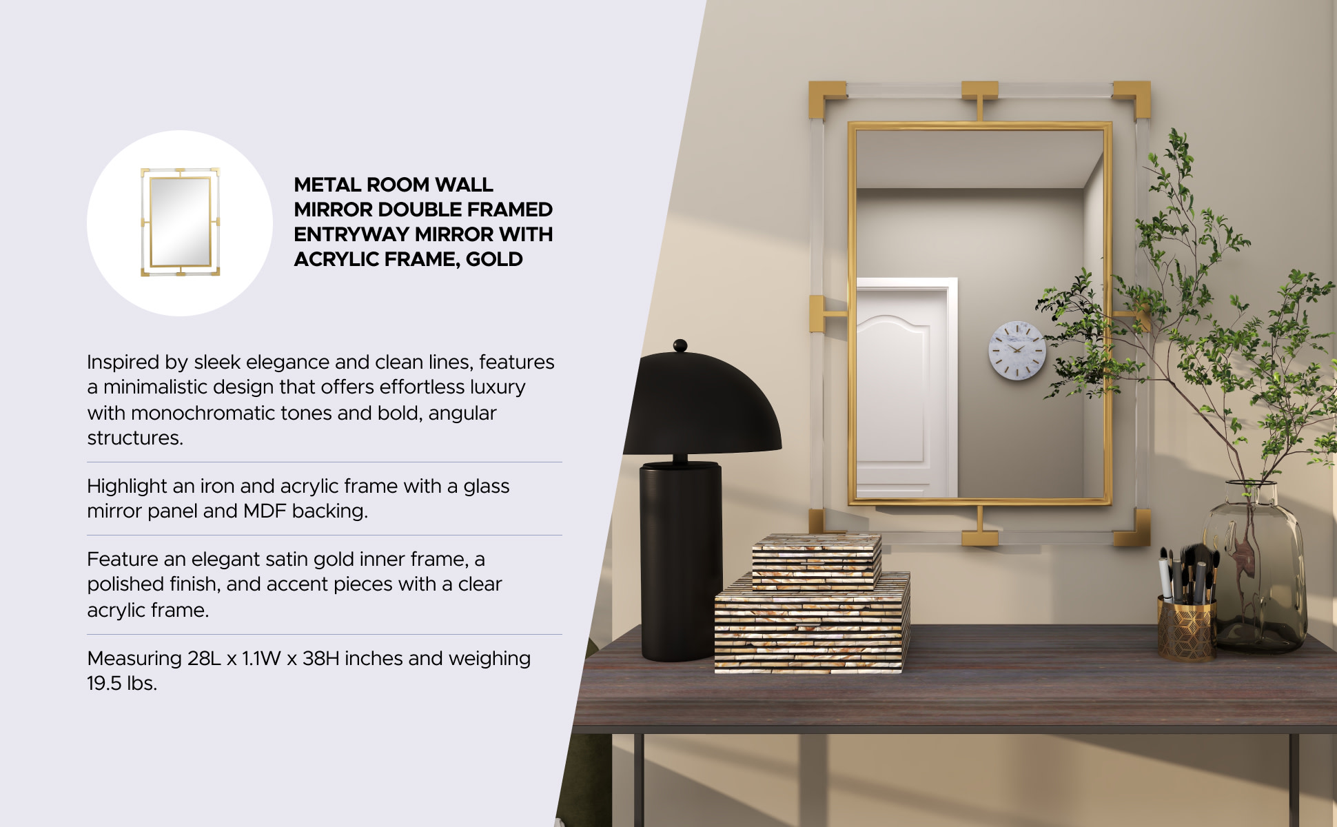 Deco 79 Modern Gold Wall Mirror
