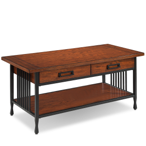 Leick Home Ironcraft Rustic Solid Wood 2-Drawer Coffee Table with