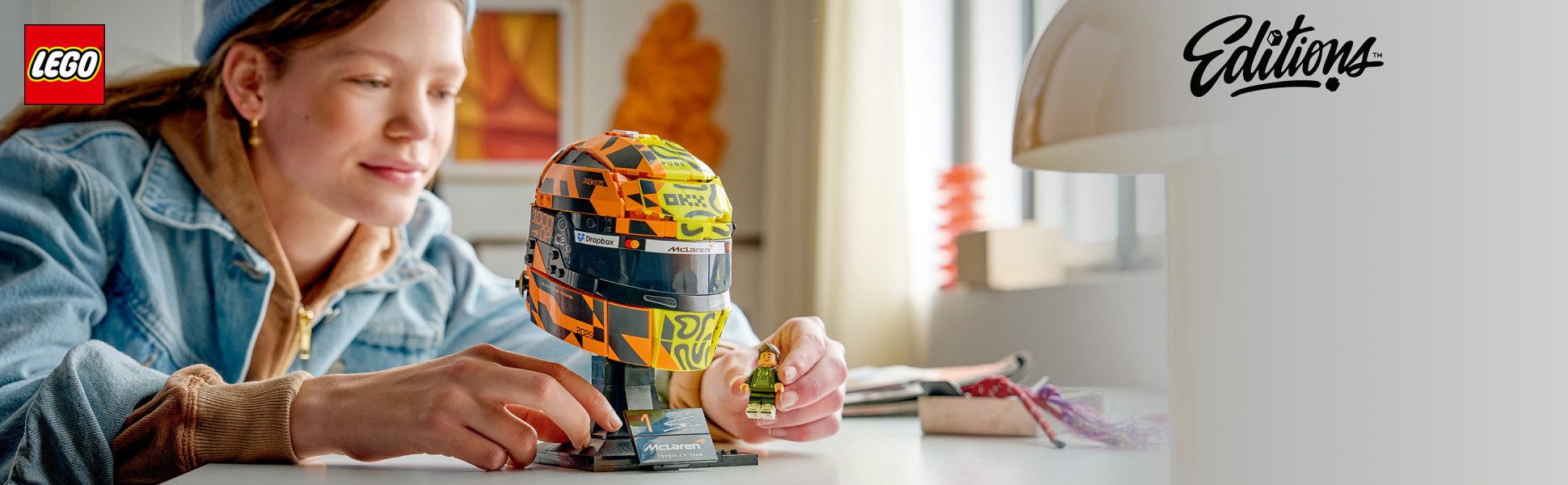 Let creativity take the lead as you craft the LEGO Editions McLaren Mastercard F1 Team Lando Norris Helmet for kids ages 14 and up.