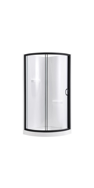 Breeze 34 in. W x 77.24 in. H Framed Corner Shower Kit in Black