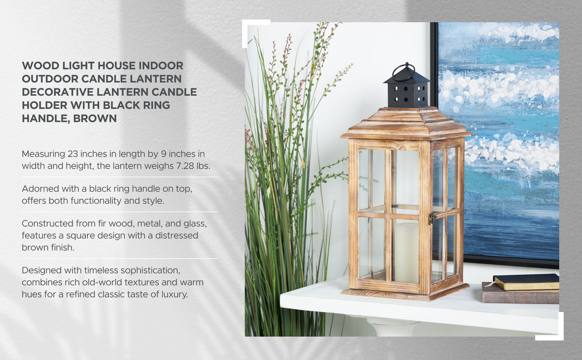 Candle Lanterns Indoor Wooden Lantern Candle Holder, Rustic Large Candle  Lanterns Decorative Patio Votive Candle Holder, image size:1940x1200