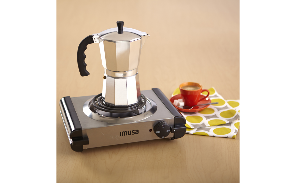 IMUSA IMUSA Electric Moka Maker 3 cup & 6 cup 480 Watts, White Speckled -  IMUSA